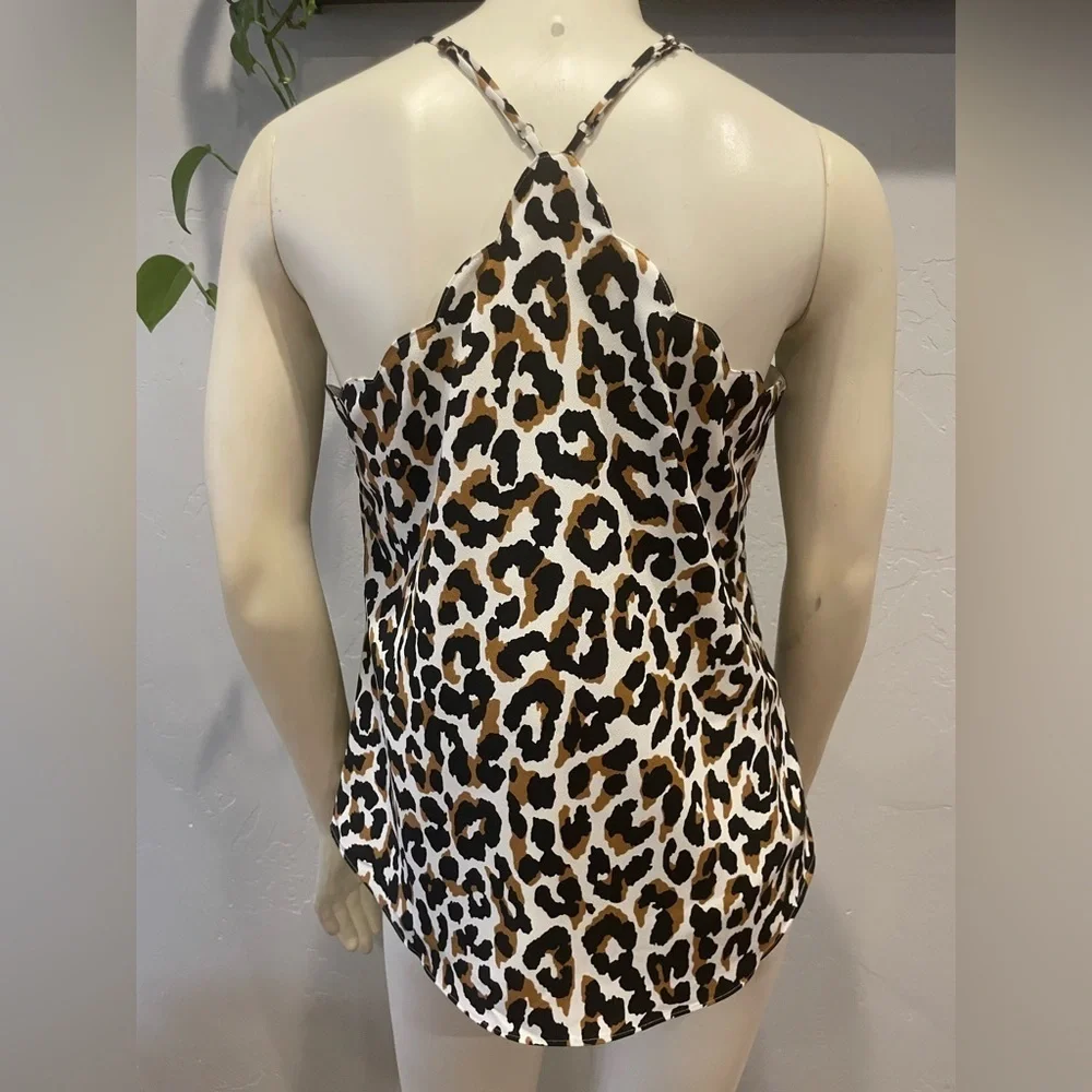 New J.Crew Leopard print scalloped hem Cami Top size 4